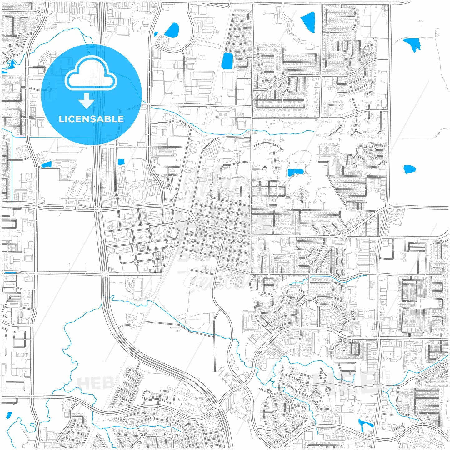 Frisco, Texas, United States, city map with high quality roads.