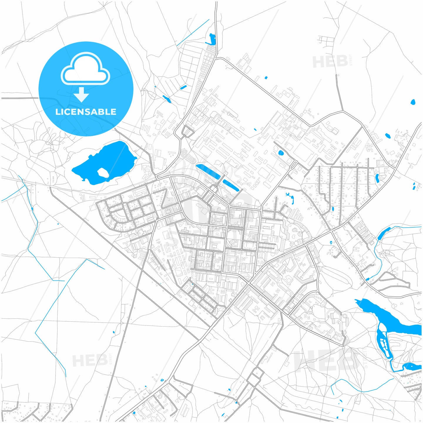 Fryazino, Moscow Oblast, Russia, city map with high quality roads.