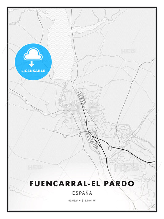 Fuencarral-El Pardo, Spain, Modern Print Template in Various Formats - HEBSTREITS Sketches