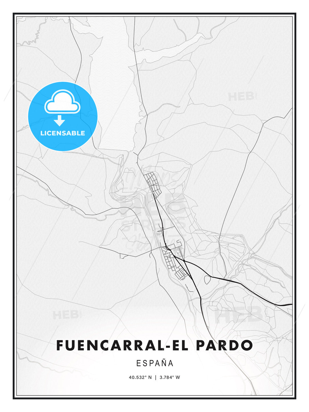 Fuencarral-El Pardo, Spain, Modern Print Template in Various Formats - HEBSTREITS Sketches