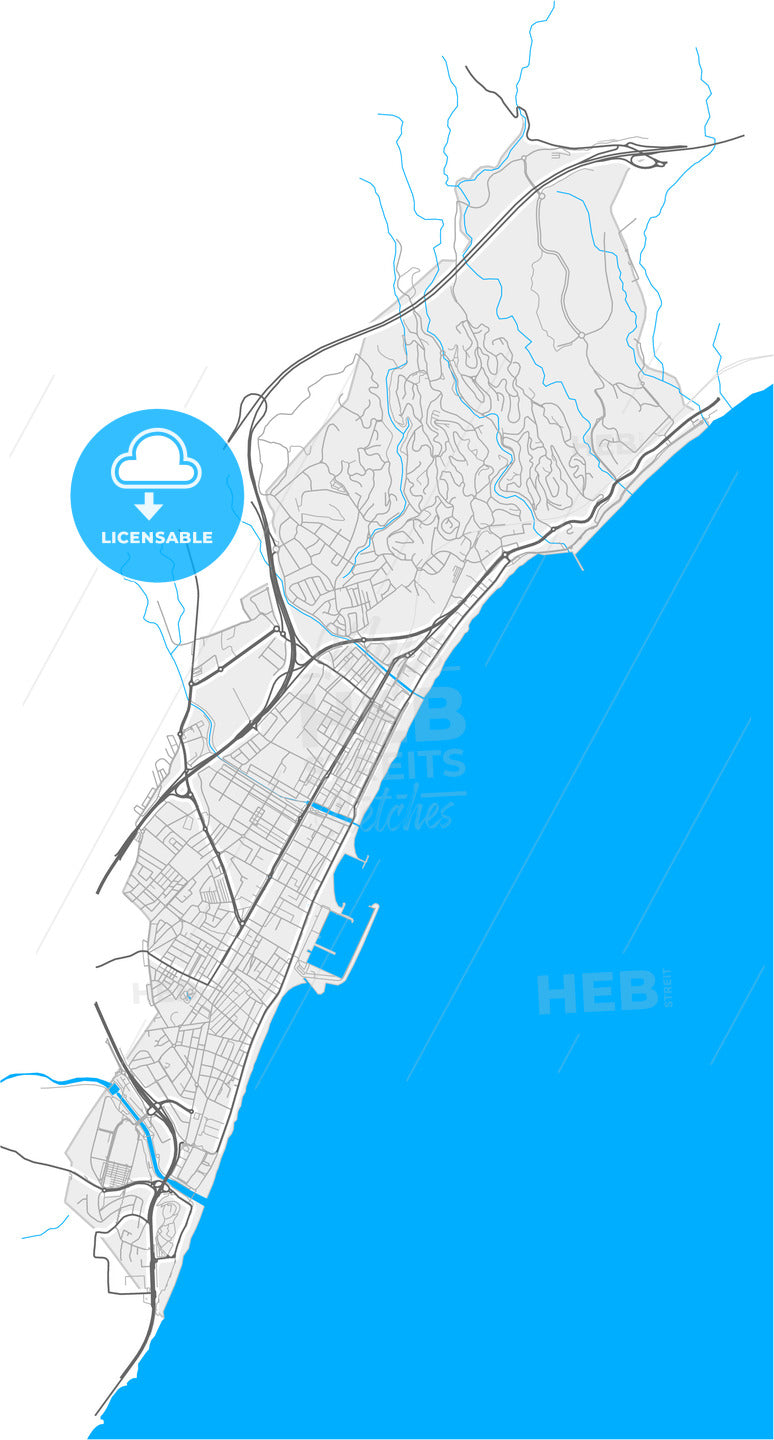 Fuengirola, Málaga, Spain, high quality vector map