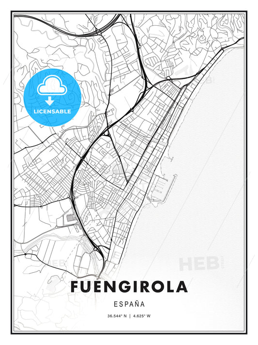 Fuengirola, Spain, Modern Print Template in Various Formats - HEBSTREITS Sketches