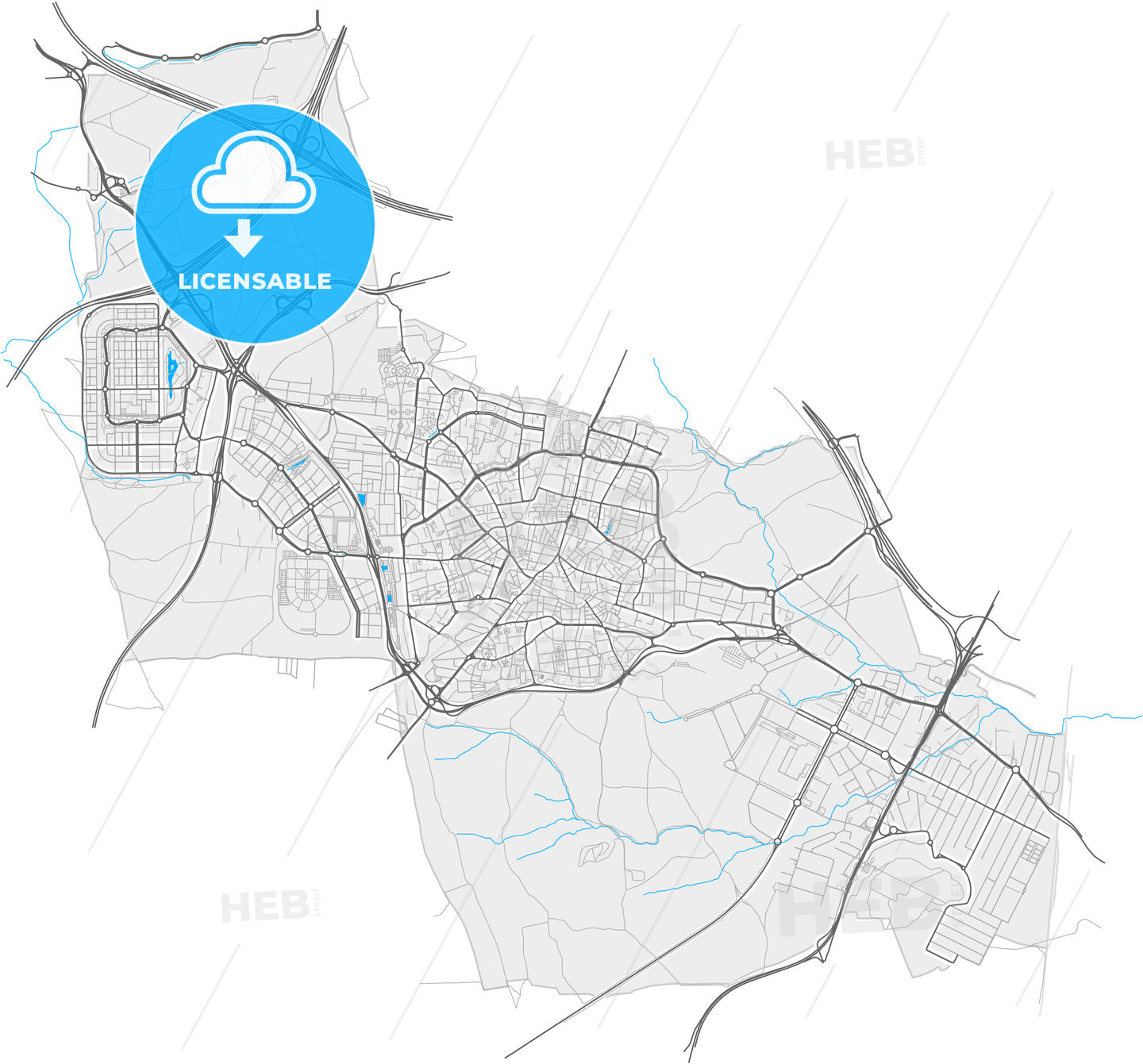 Fuenlabrada, Madrid, Spain, high quality vector map