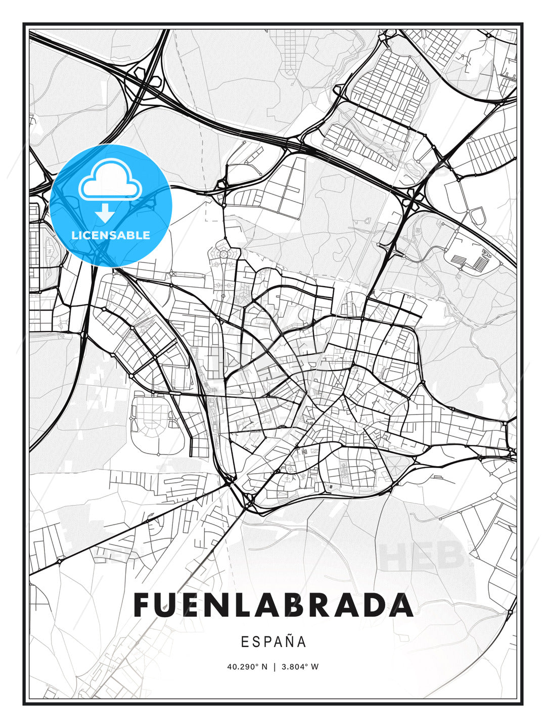 Fuenlabrada, Spain, Modern Print Template in Various Formats - HEBSTREITS Sketches