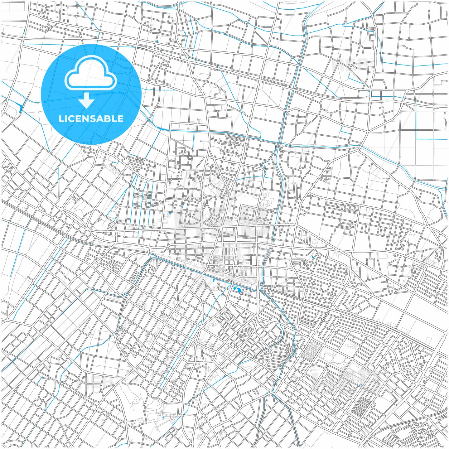 Fukaya, Saitama, Japan, city map with high quality roads.