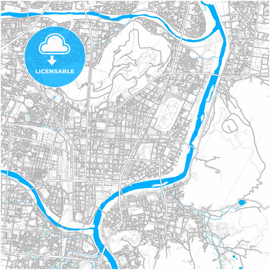 Fukushima, Fukushima, Japan, city map with high quality roads.