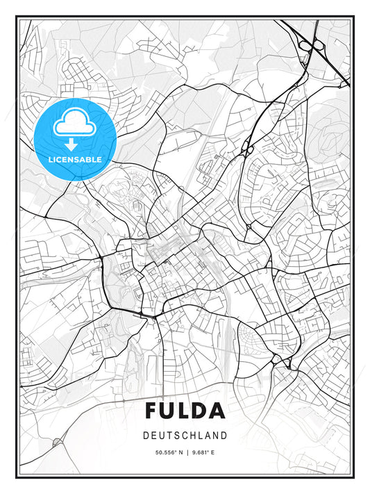 Fulda, Germany, Modern Print Template in Various Formats - HEBSTREITS Sketches