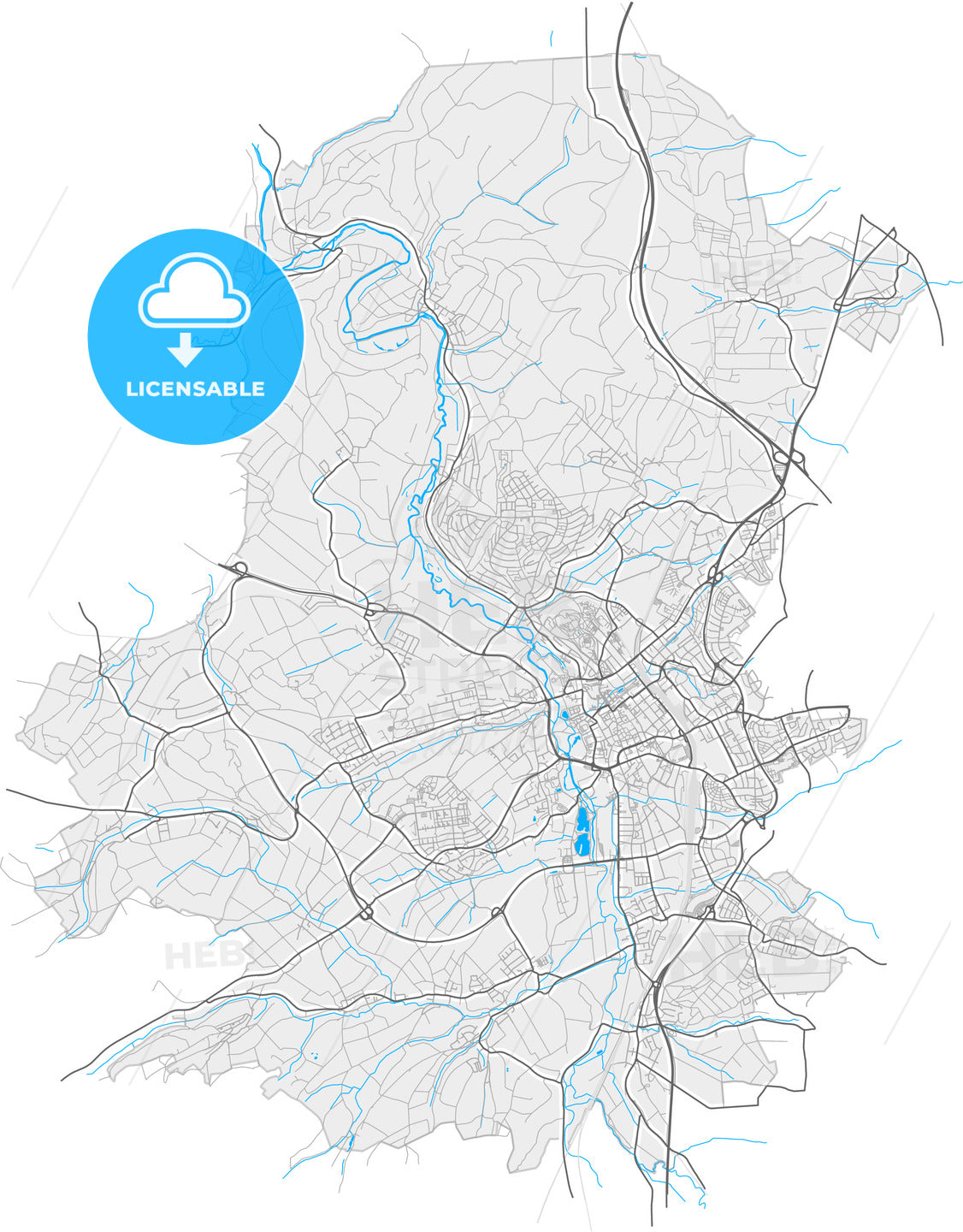 Fulda, Hesse, Germany, high quality vector map