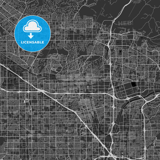 Fullerton, California - Area Map - Dark