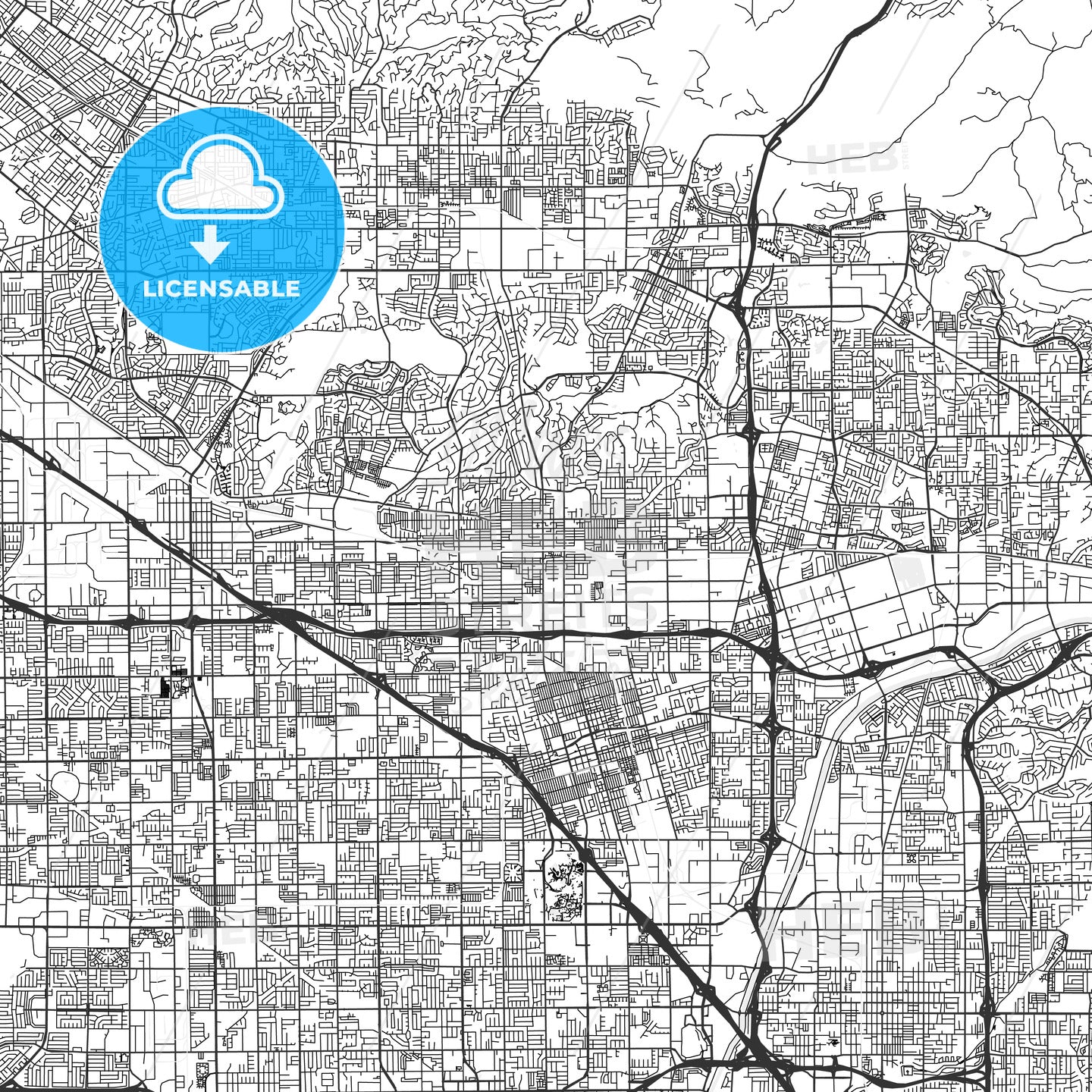 Fullerton, California - Area Map - Light