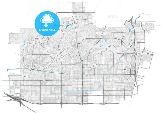 Fullerton, California, United States, high quality vector map