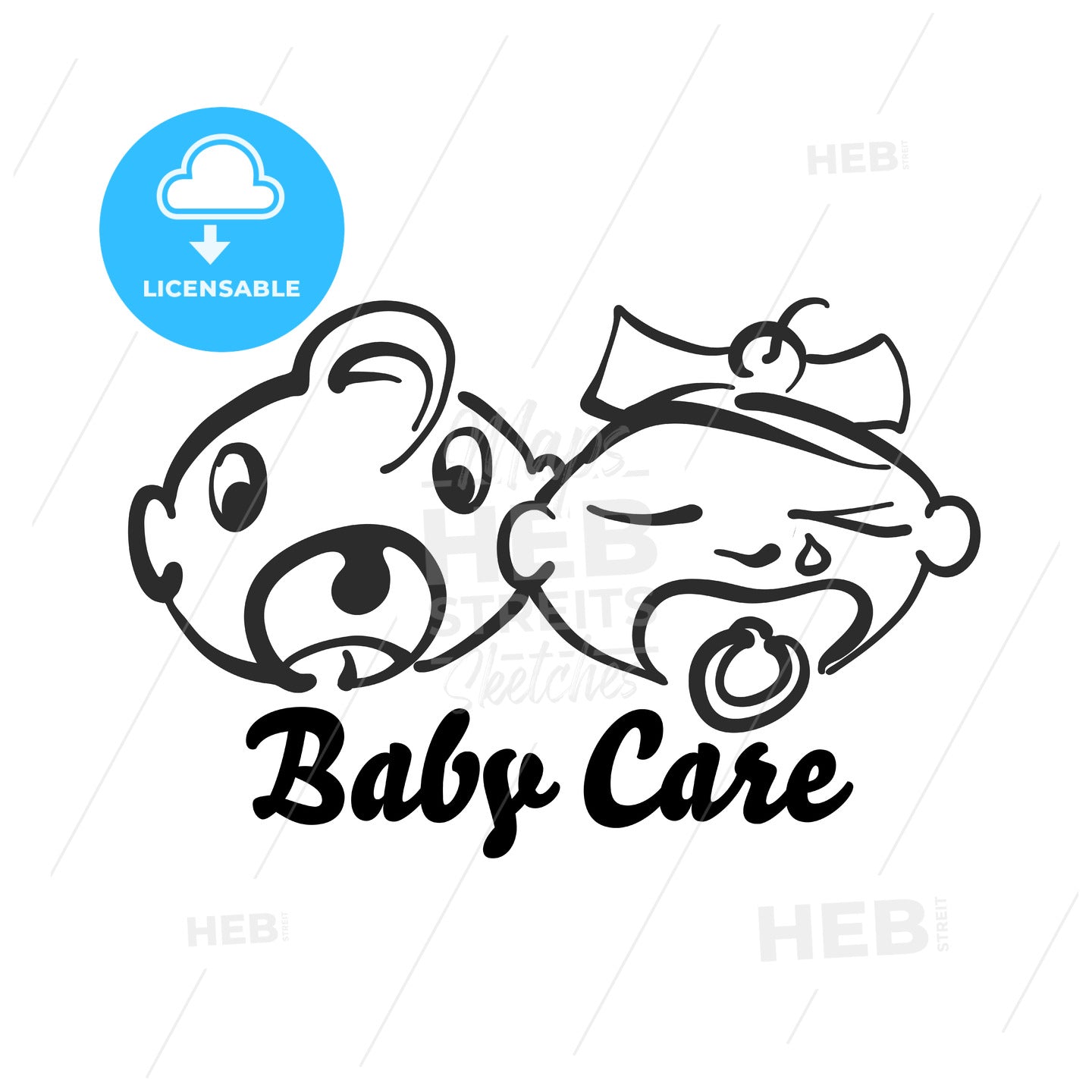 Funny baby care icon – instant download