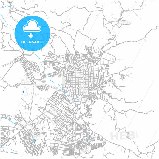 Fusagasuga, Colombia, city map with high quality roads.