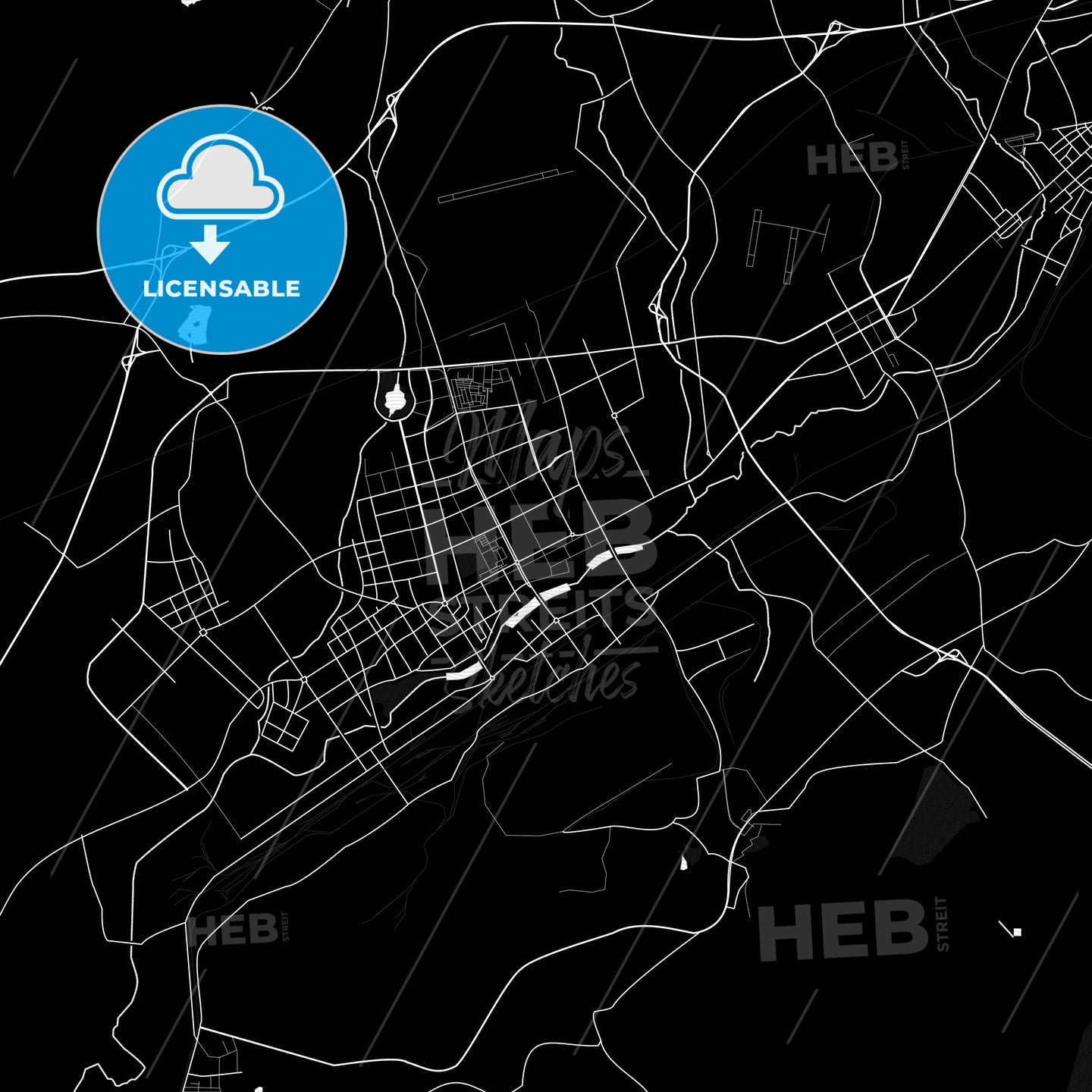 Fuxin, China Pdf Vector Map Black And White – HEBSTREITS