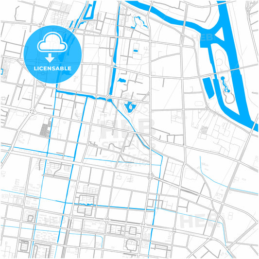 Fuyang, Anhui, China, city map with high quality roads.