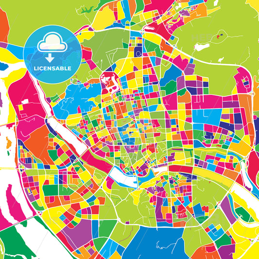 Fuzhou, China, colorful vector map