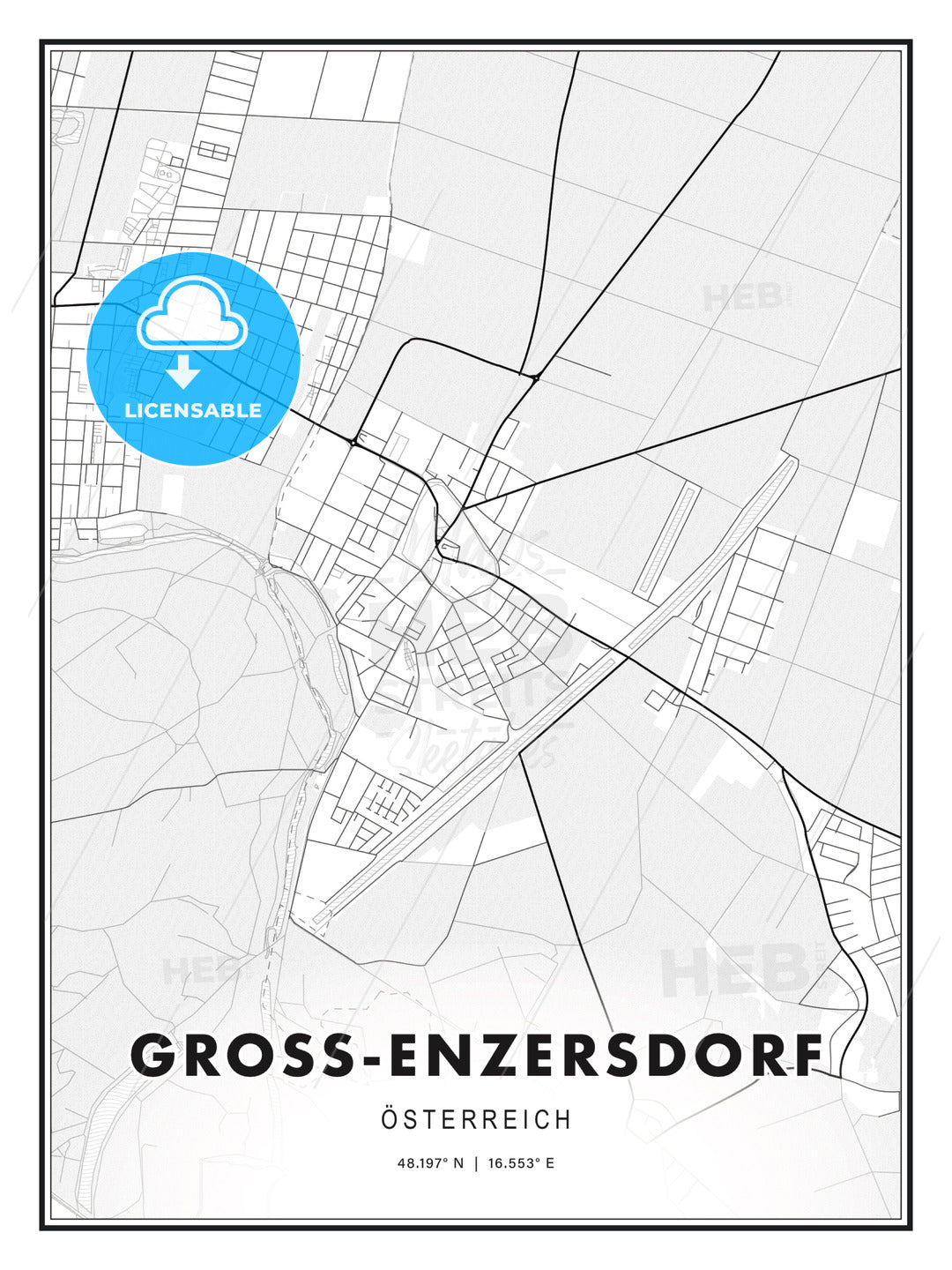 GROSS-ENZERSDORF / Groß-Enzersdorf, Austria, Modern Print Template in Various Formats - HEBSTREITS Sketches