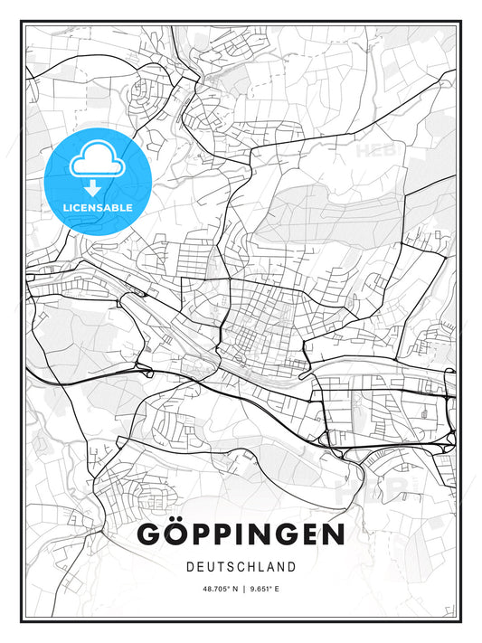 GÖPPINGEN / Goppingen, Germany, Modern Print Template in Various Formats - HEBSTREITS Sketches