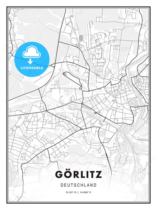 GÖRLITZ / Gorlitz, Germany, Modern Print Template in Various Formats - HEBSTREITS Sketches