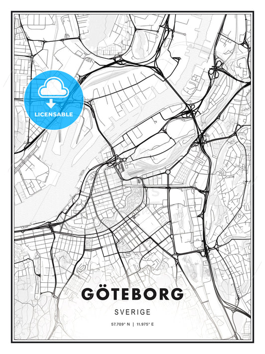 GÖTEBORG / Gothenburg, Sweden, Modern Print Template in Various Formats - HEBSTREITS Sketches