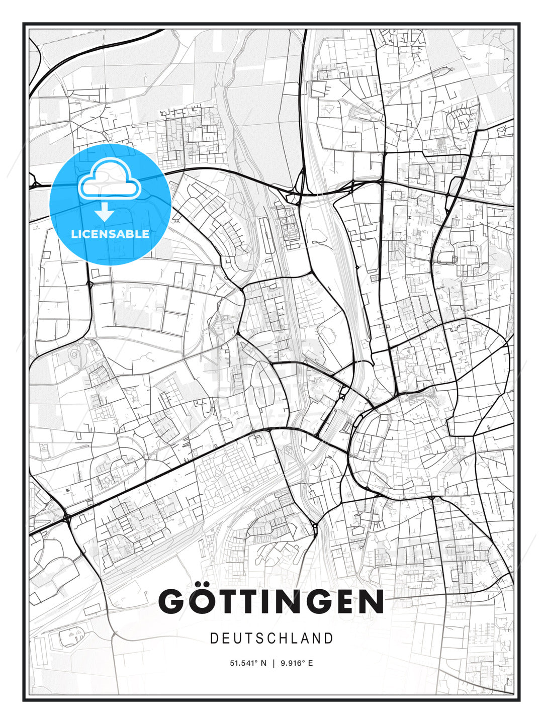 GÖTTINGEN / Gottingen, Germany, Modern Print Template in Various Formats - HEBSTREITS Sketches