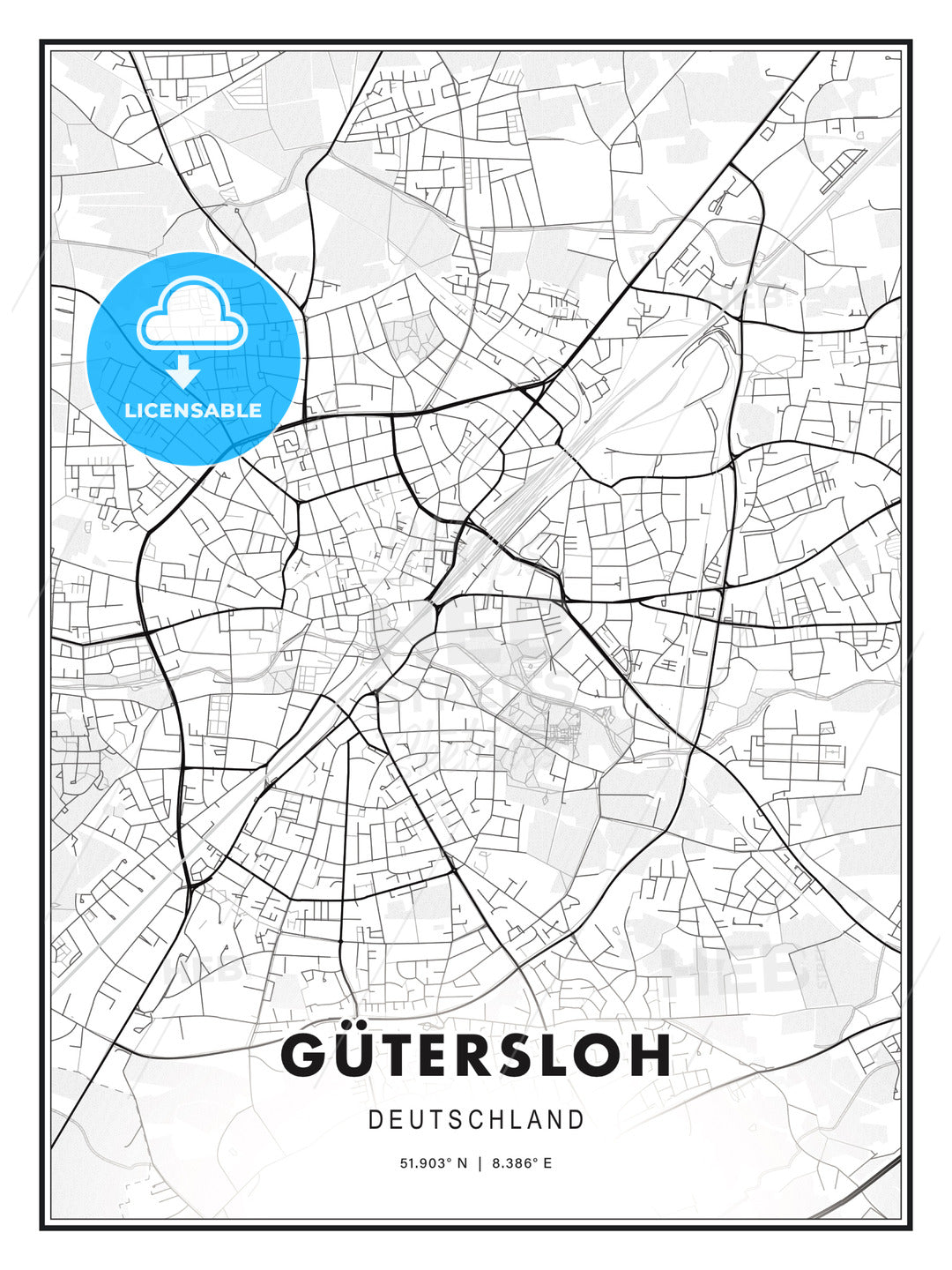 GÜTERSLOH / Gutersloh, Germany, Modern Print Template in Various Formats - HEBSTREITS Sketches