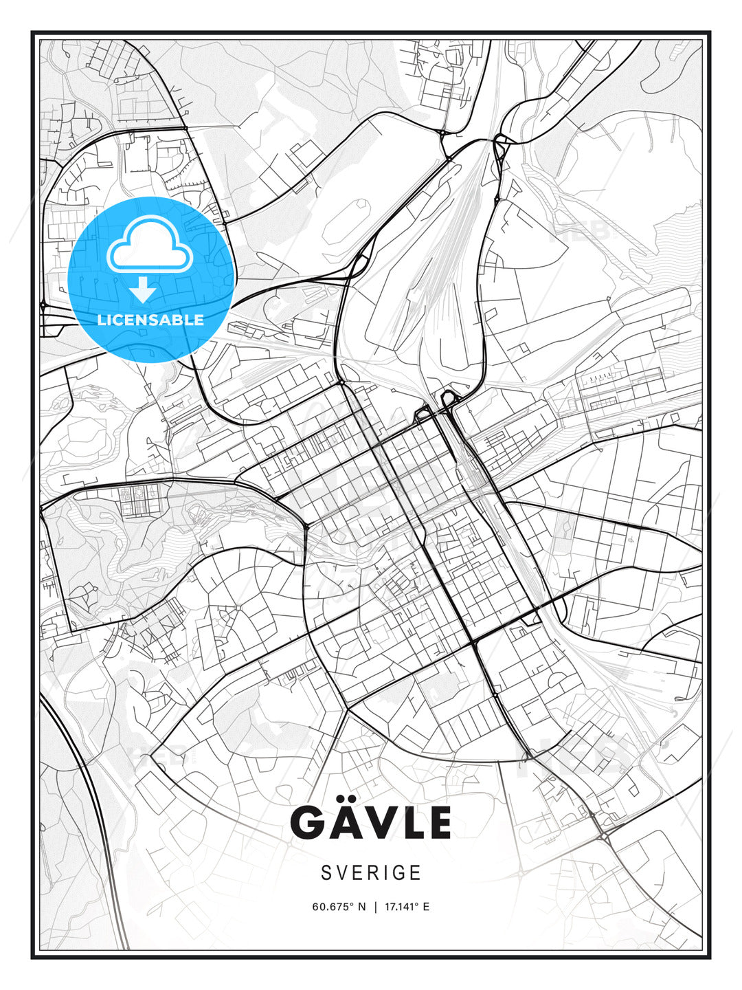 Gävle, Sweden, Modern Print Template in Various Formats - HEBSTREITS Sketches