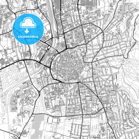 Göttingen, Germany, vector map with buildings