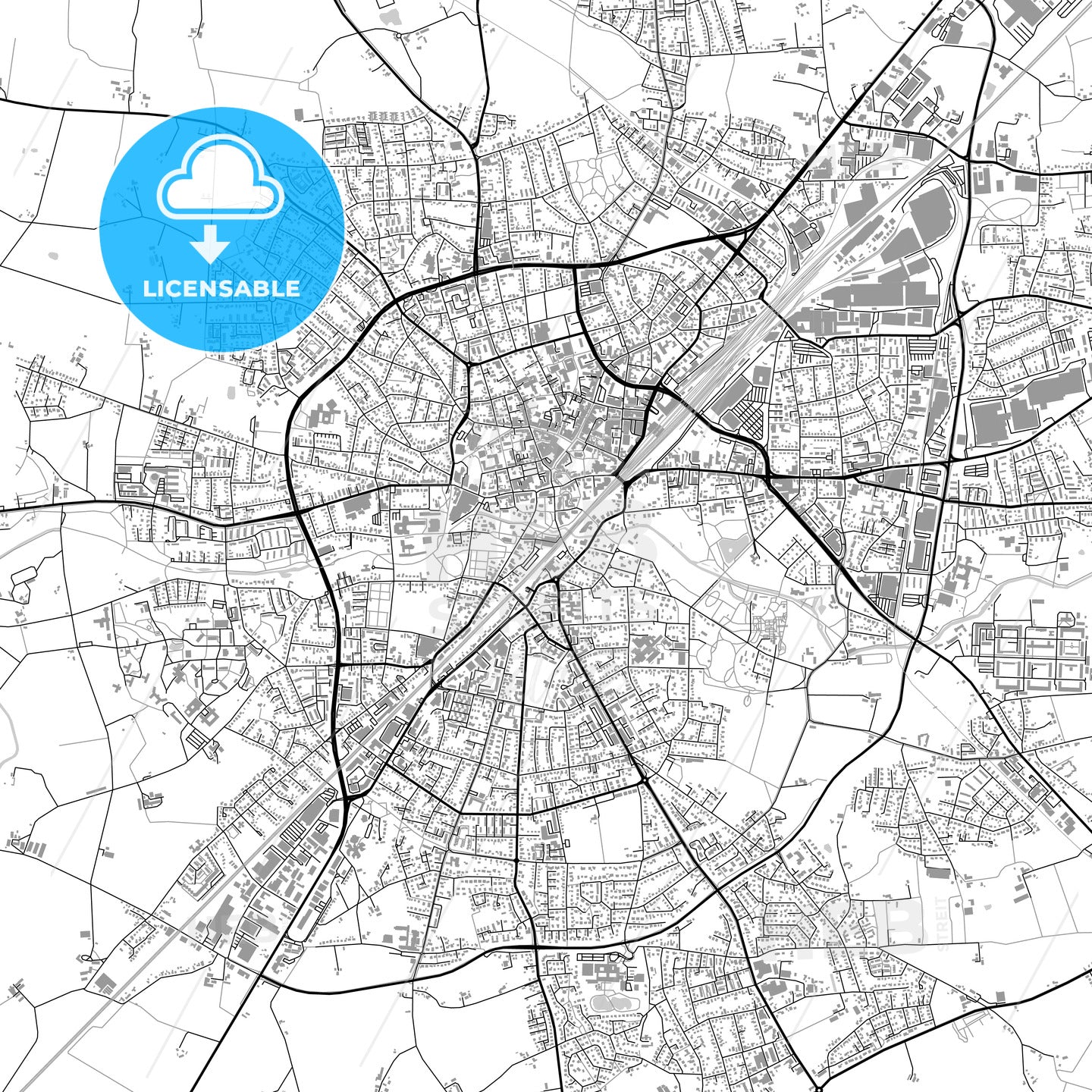 Gütersloh, Germany, vector map with buildings