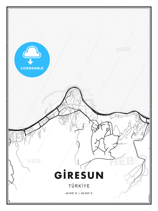 GİRESUN / Giresun, Turkey, Modern Print Template in Various Formats - HEBSTREITS Sketches