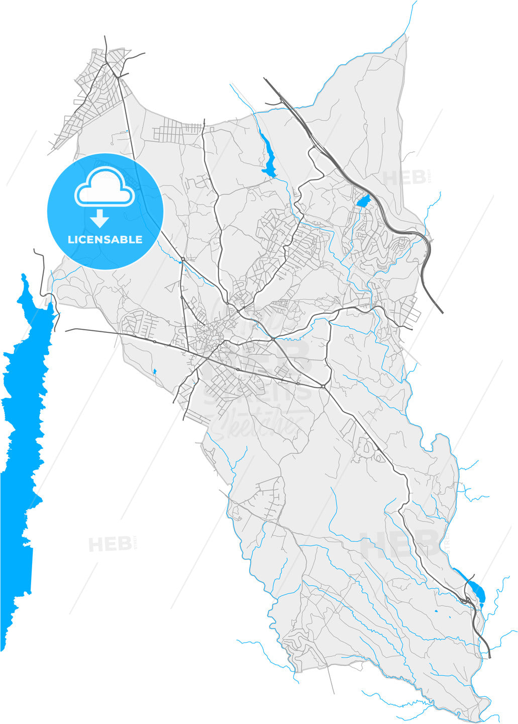 Galapagar, Madrid, Spain, high quality vector map