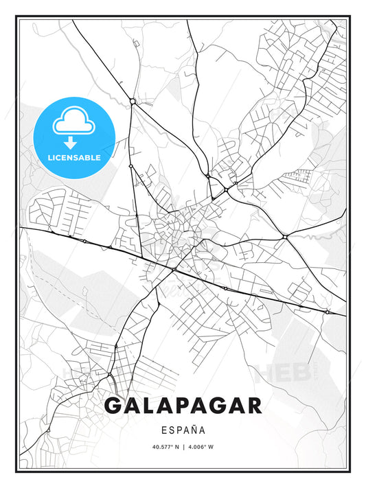 Galapagar, Spain, Modern Print Template in Various Formats - HEBSTREITS Sketches