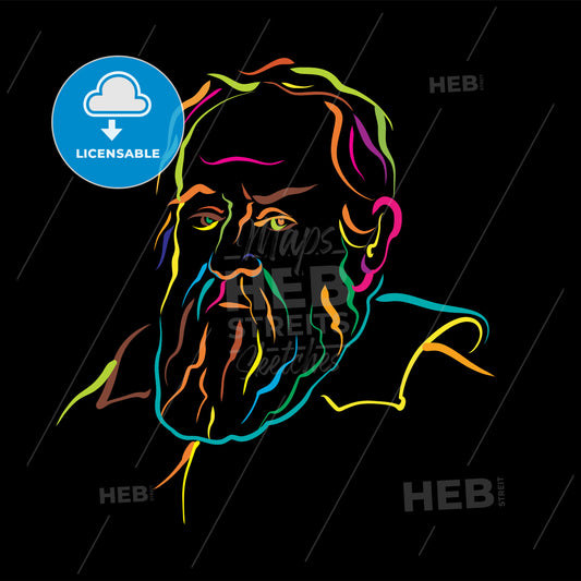 Galileo Galilei Crazy Colorful Outline Vector Drawing