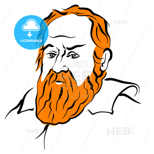 Galileo Galilei Vector Drawing With Surface For Hair