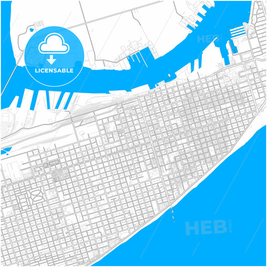 Galveston, Texas, United States, city map with high quality roads.