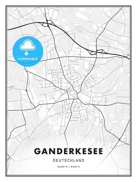 Ganderkesee, Germany, Modern Print Template in Various Formats - HEBSTREITS Sketches