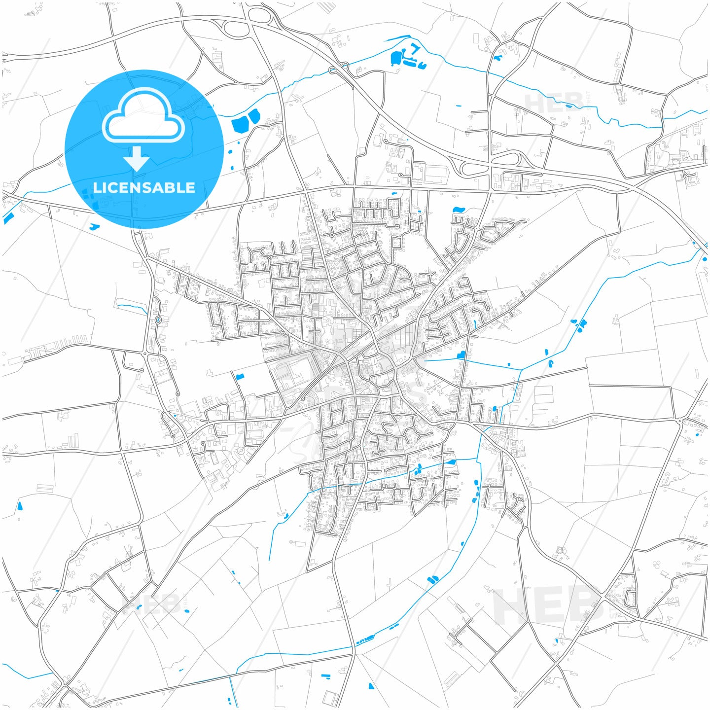 Ganderkesee, Lower Saxony, Germany, city map with high quality roads.