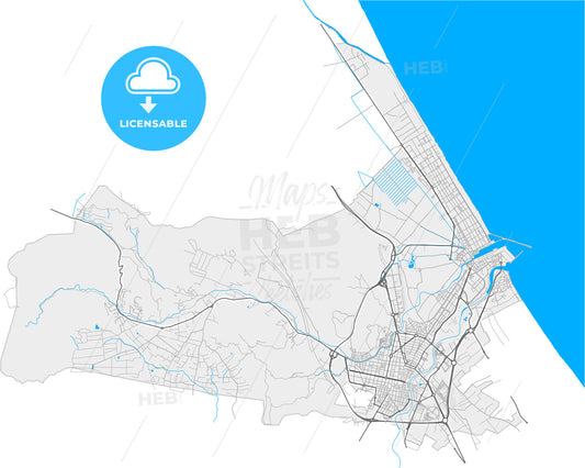 Gandia, Valencia, Spain, high quality vector map