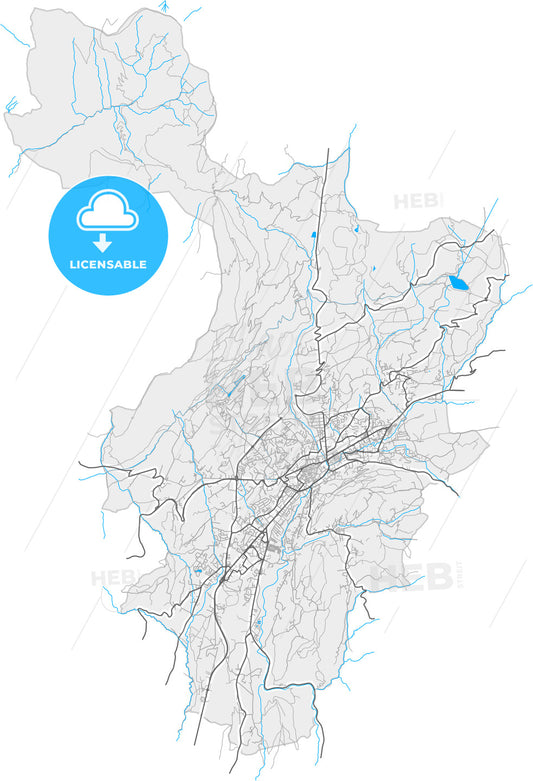 Gap, Hautes-Alpes, France, high quality vector map