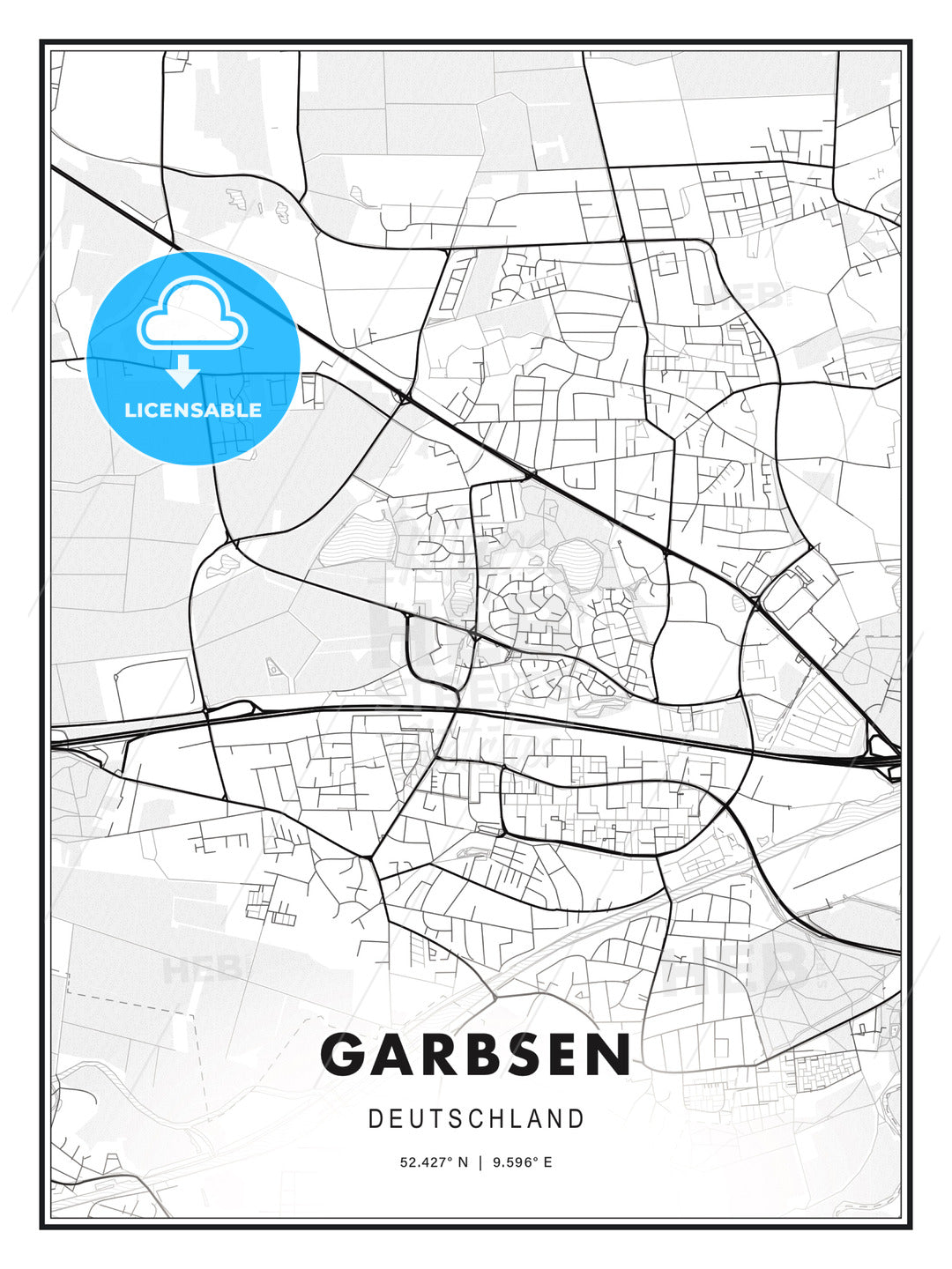 Garbsen, Germany, Modern Print Template in Various Formats - HEBSTREITS Sketches