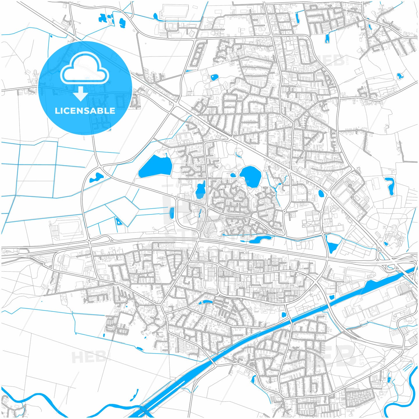 Garbsen, Lower Saxony, Germany, city map with high quality roads.