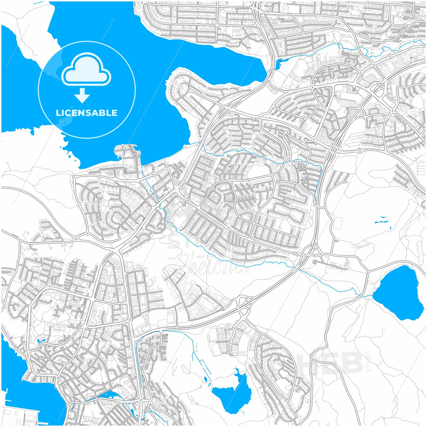 Garðabær, Garðabær, Iceland, city map with high quality roads.