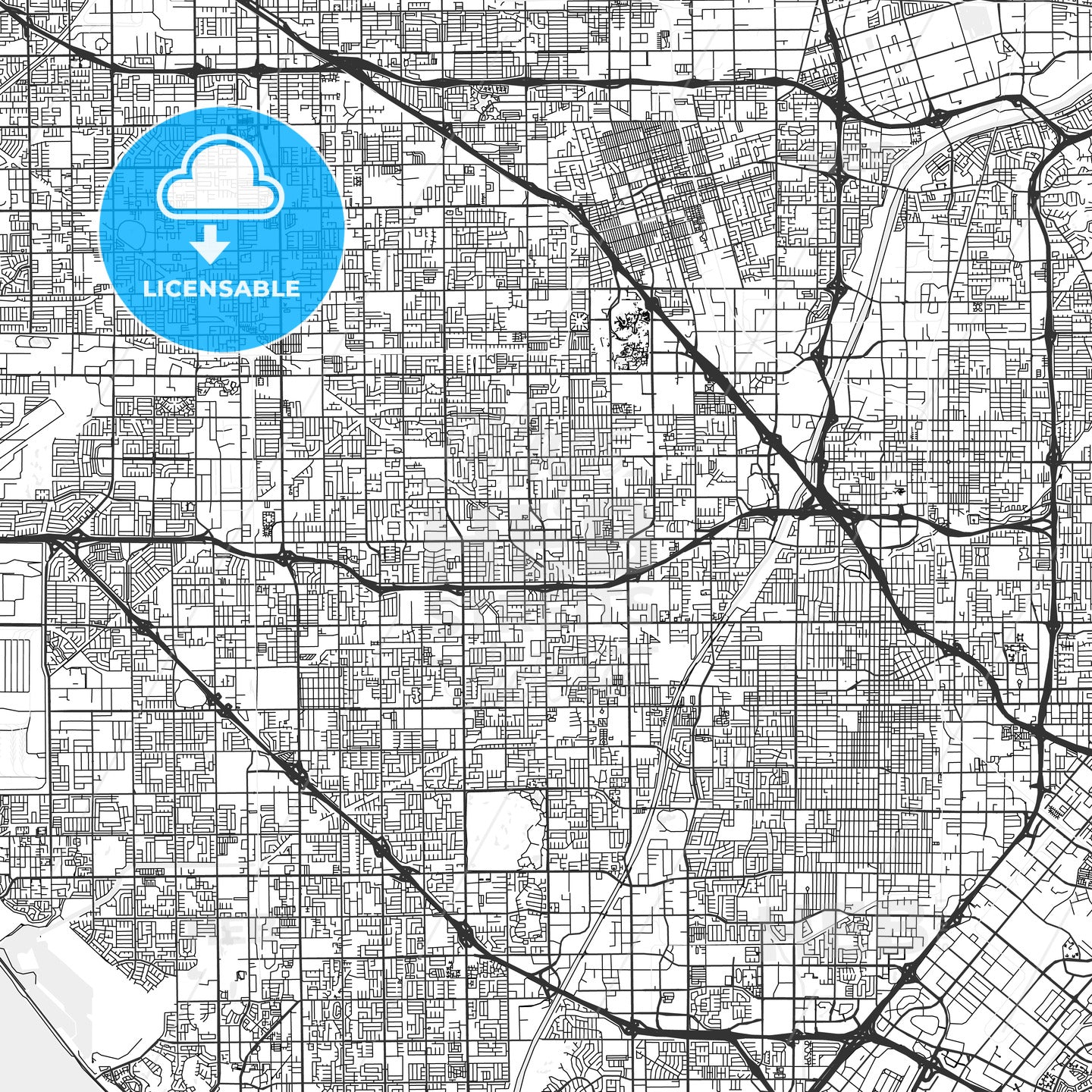 Garden Grove, California - Area Map - Light