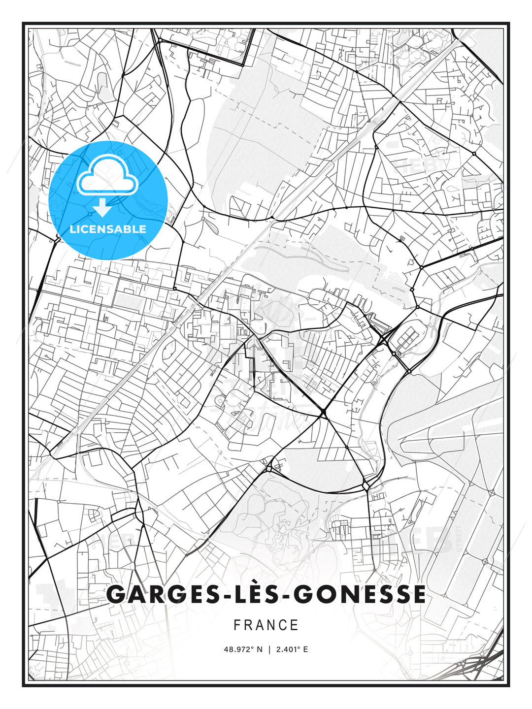 Garges-lès-Gonesse, France, Modern Print Template in Various Formats - HEBSTREITS Sketches