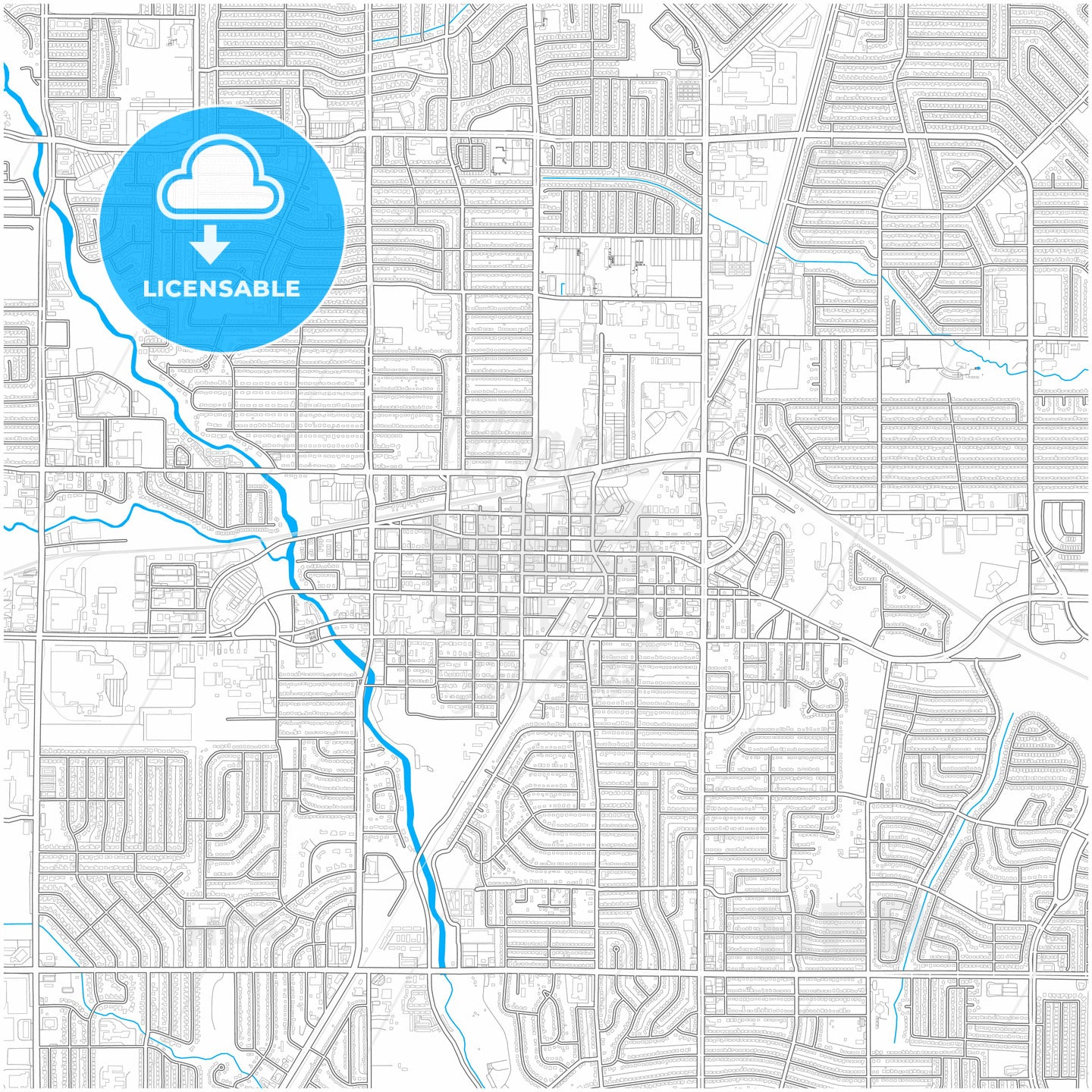 Garland, Texas, United States, city map with high quality roads.