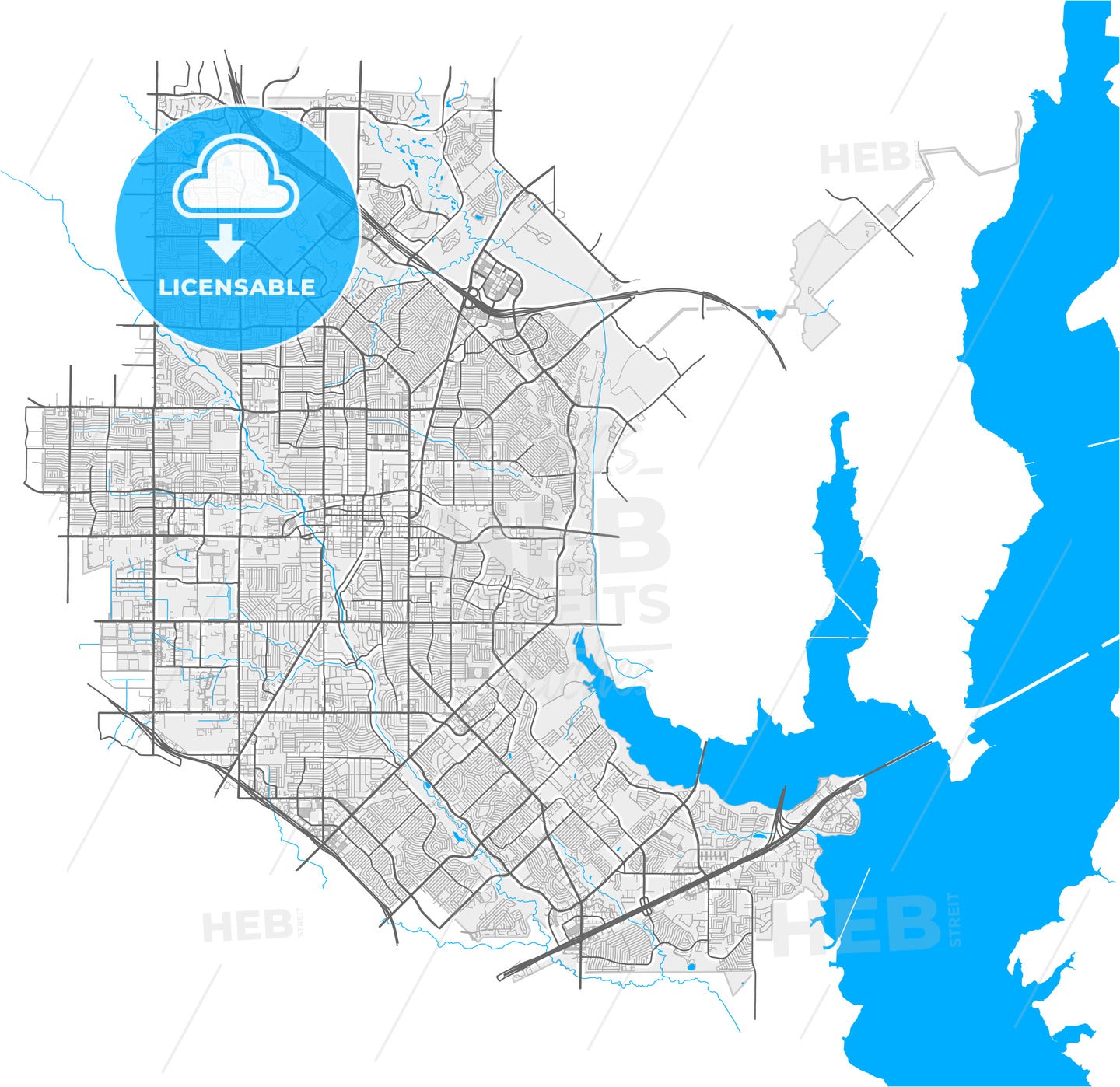 Garland, Texas, United States, high quality vector map