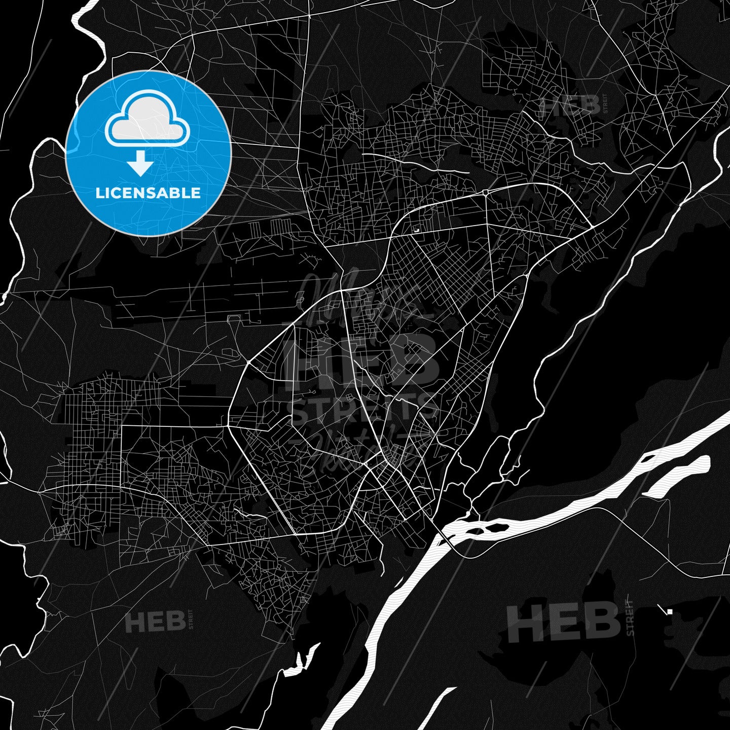 Garoua, Cameroon Pdf Vector Map Black And White – HEBSTREITS