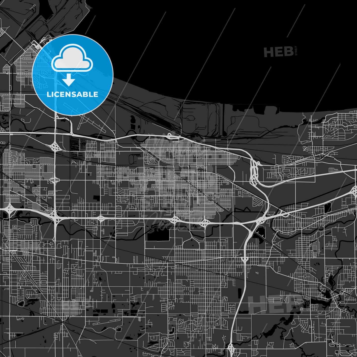 Gary, Indiana - Area Map - Dark