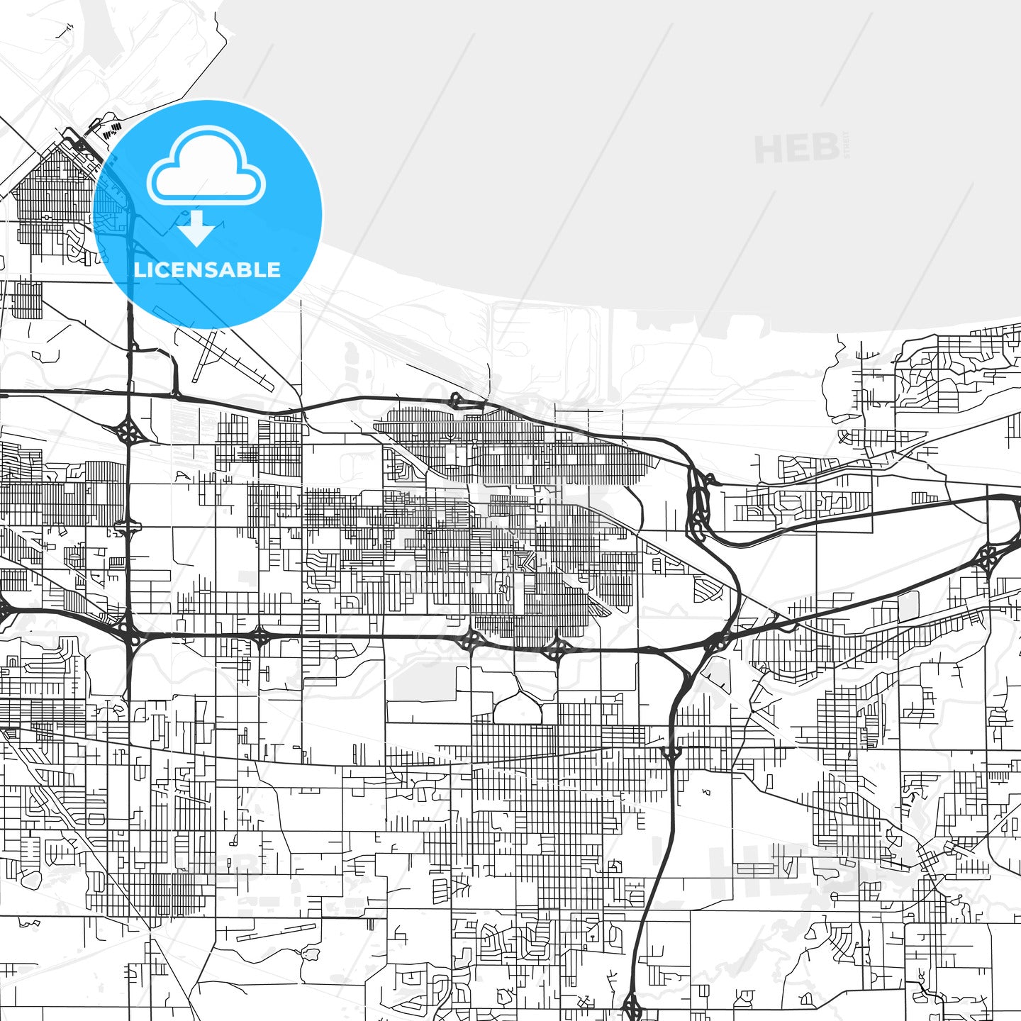 Gary, Indiana - Area Map - Light