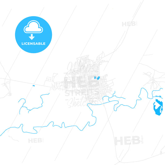 Gashua, Nigeria PDF vector map with water in focus